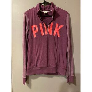 Victoria's Secret Pink Womens 1/4 Zip Sweatshirt Jacket Pullover Purple XS